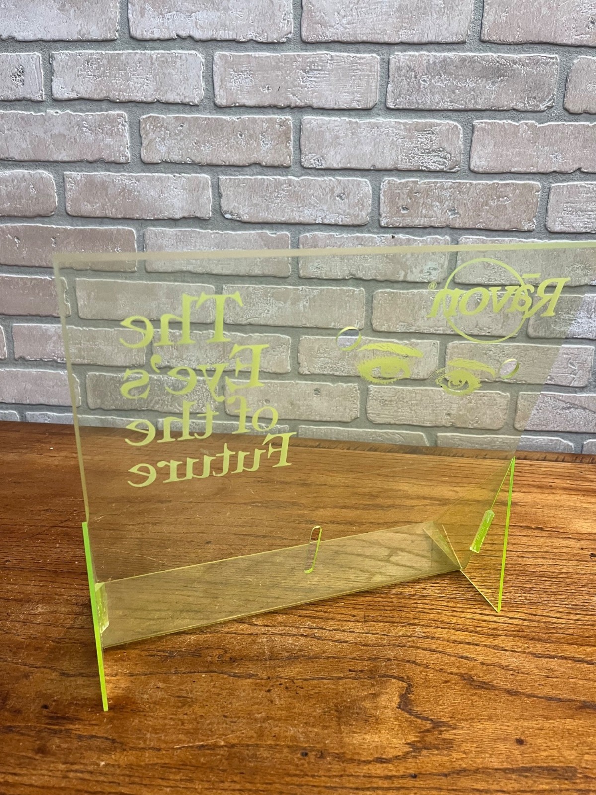 Vintage Ravon Neon Green Sunglasses Plastic Store Display Rack Shelf UV GLOWS!