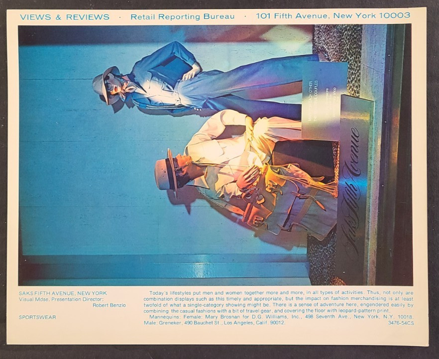 1976 SAKS FIFTH AVENUE, NY WINDOW DISPLAY PHOTO PRINT MADE FOR EACH OTHER