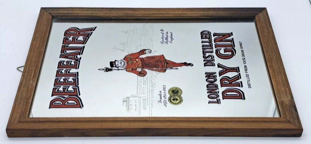 MIRROR FRAME-BEEFEATER LONDON DISTILLED GIN-MIRROR PAINTING PICTURES-VINTAGE