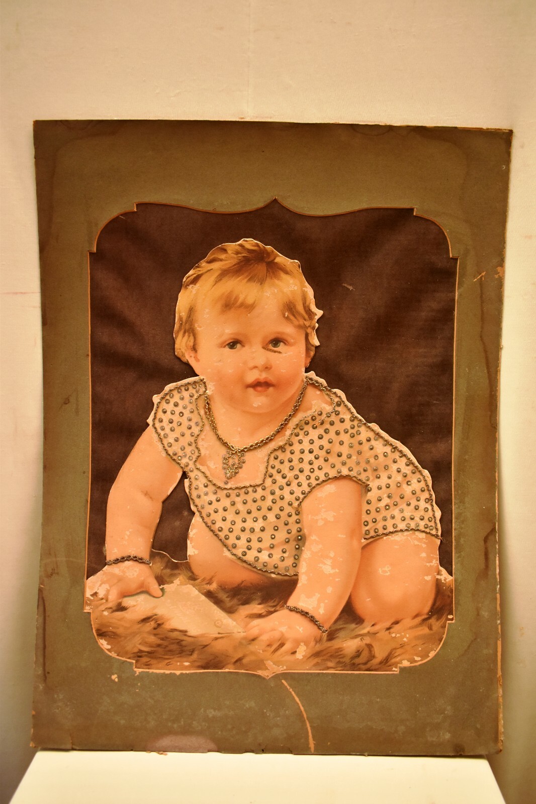 Vintage Mellin’s Food Advertising Baby Cardboard Die Cut Embellished Zari Work”2
