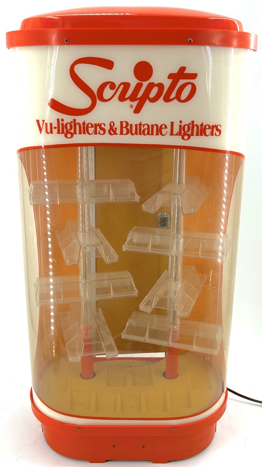 SCRIPTO Mid Century MCM Lighter Light Up Display w/ Key – RARE! – READ