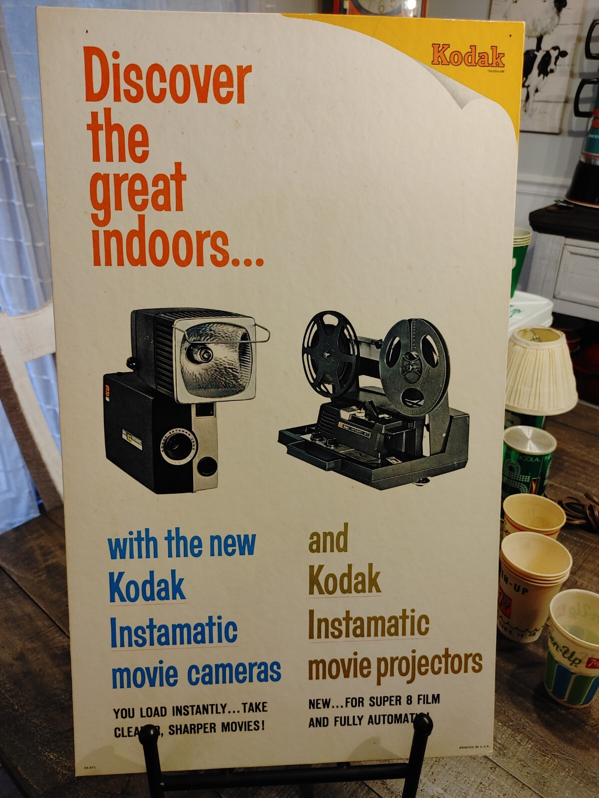 Vintage Kodak Instamatic Film Easel Back Counter Top Cardboard Store Display