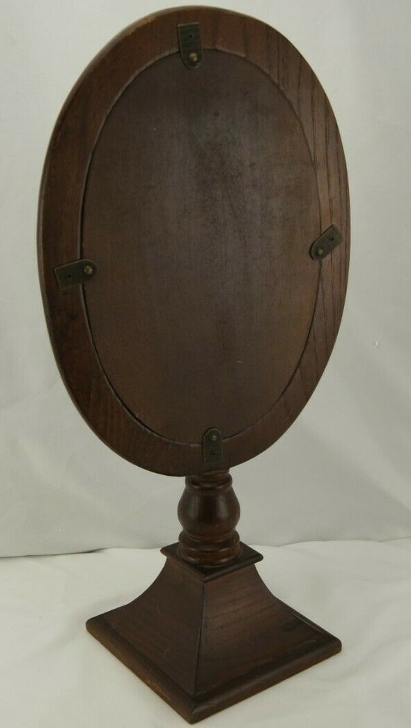 PA Estate Find Wooden Store Counter Display Mirror Vanity Beveled Round