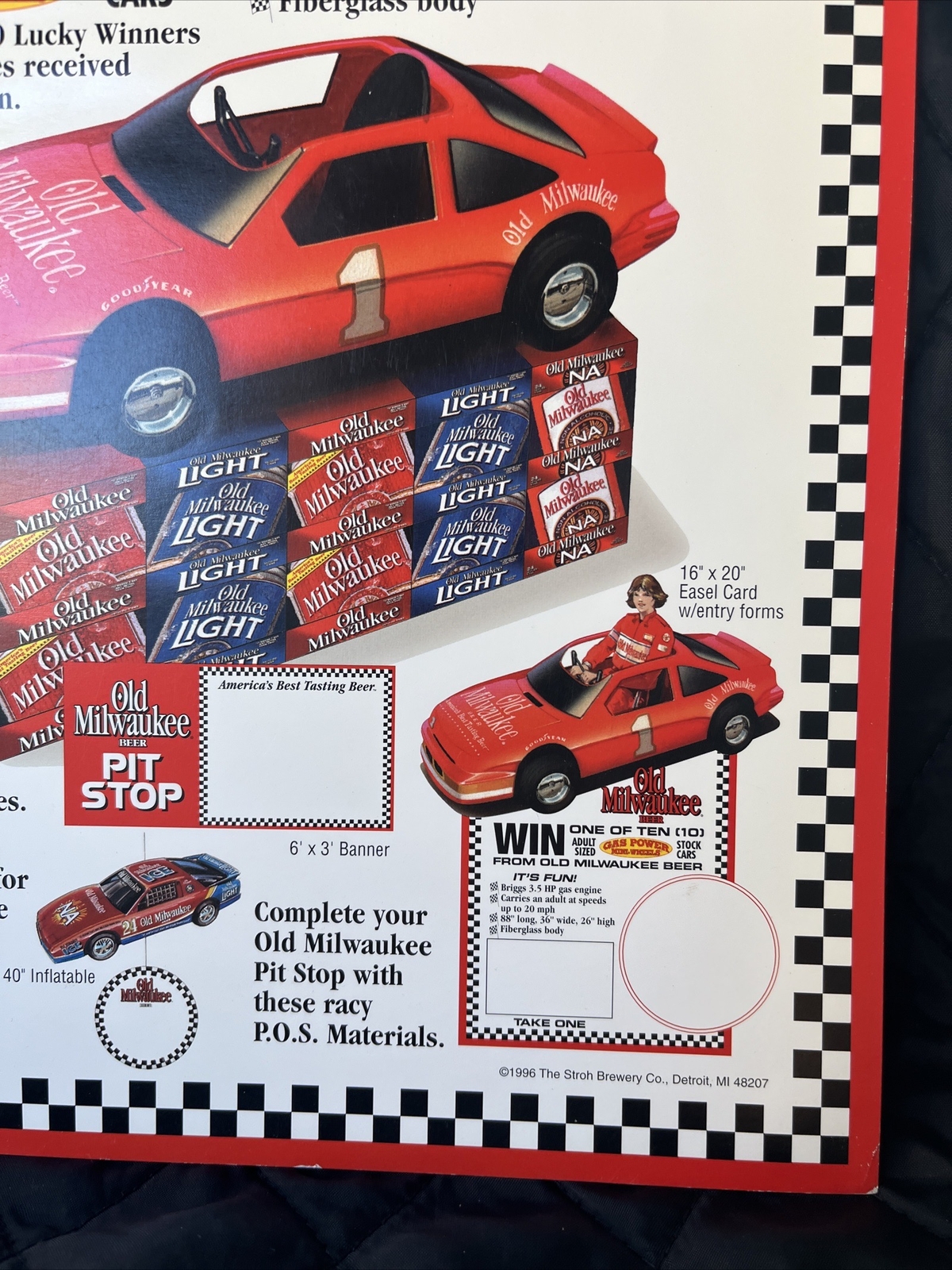 NOS Old Milwaukee Beer Point Of Sale Advertising Pit Stop Stock Car Sweepstakes