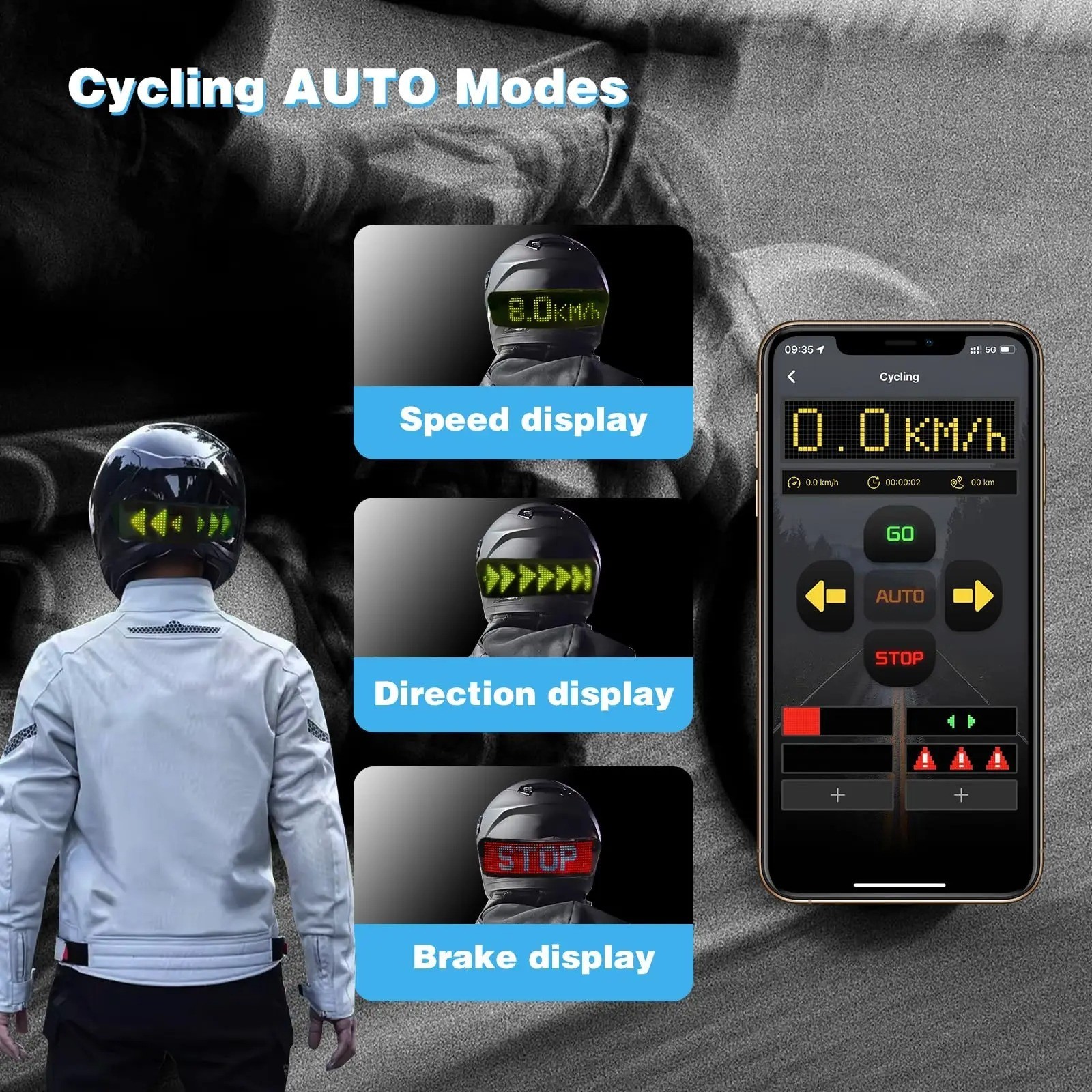 LED Helmet Display Rgb Programmable Warning Light Motorcycle Bike App Screen