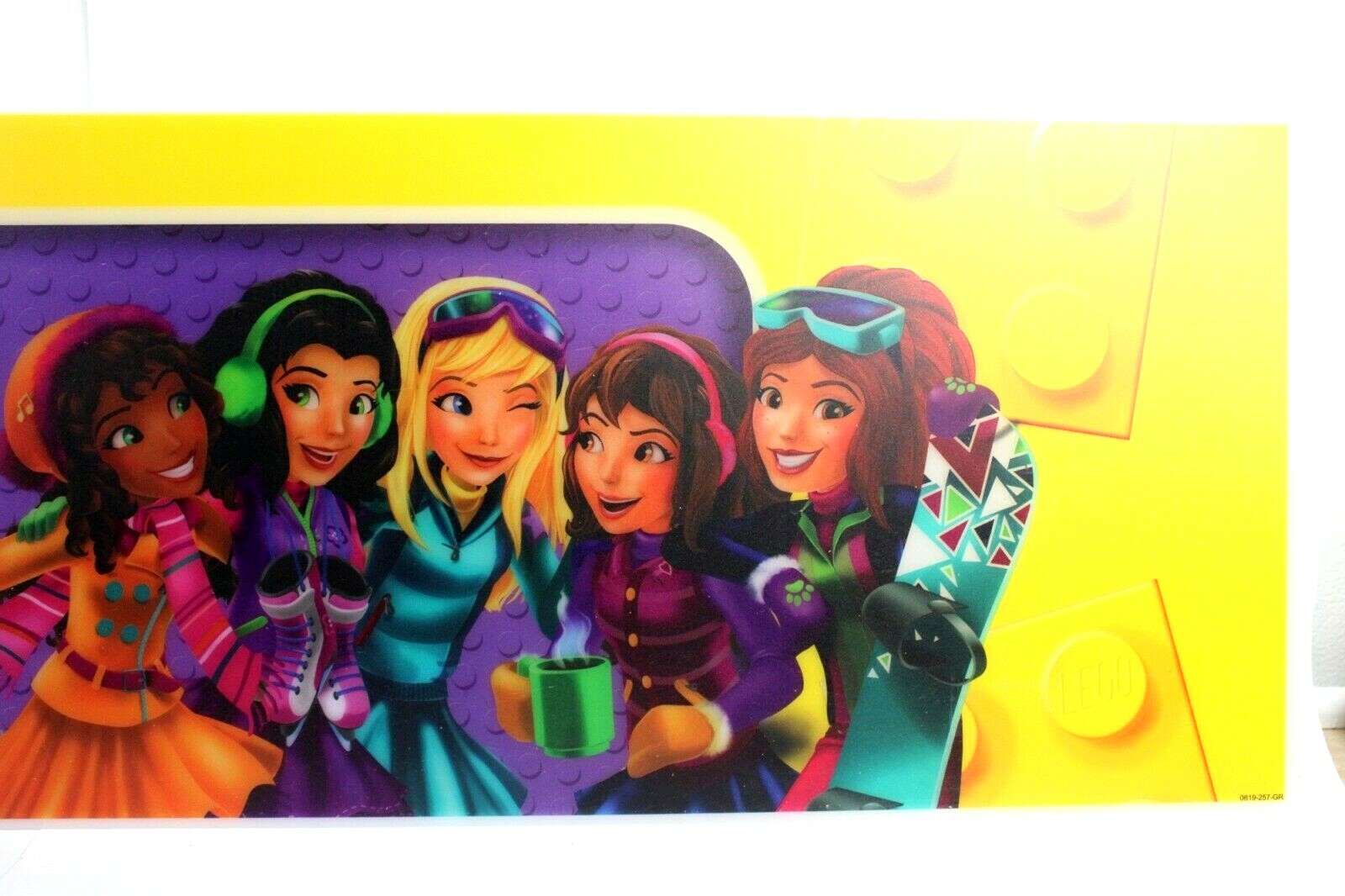 LEGO Friends Toys R Us Acrylic Plastic Display Banner Sign Yellow 24 x 11.5 EUC
