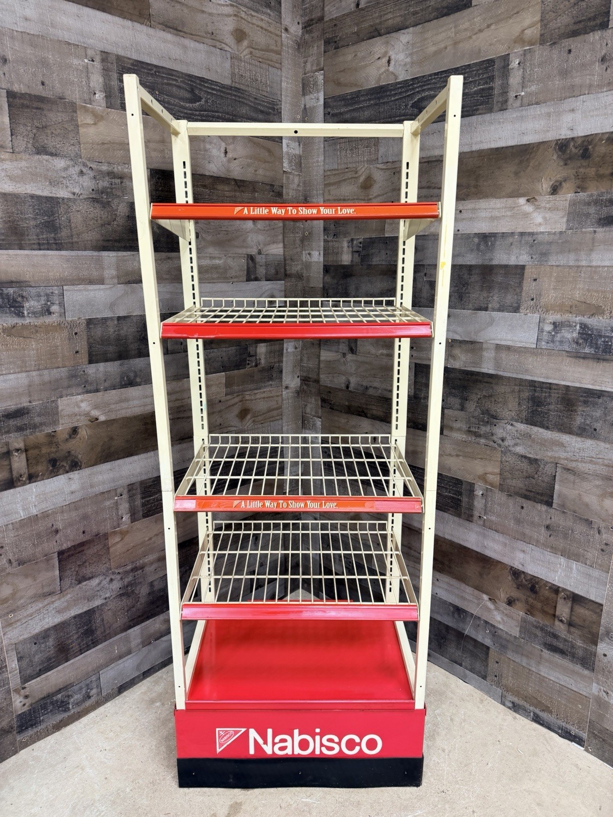 Vtg Nabisco Commercial Store Display Stand Large Red White Unique Bookcase Metal