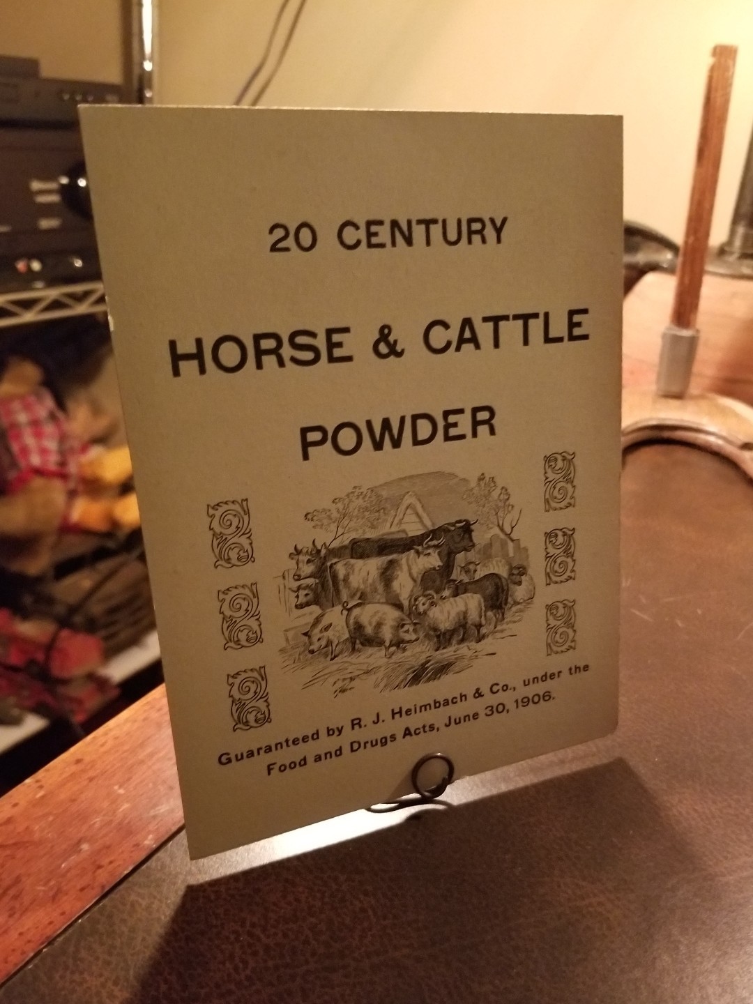 1906 R.J. Heimbach & Co. Horse & Cattle Powder Advertising Store Display Sign