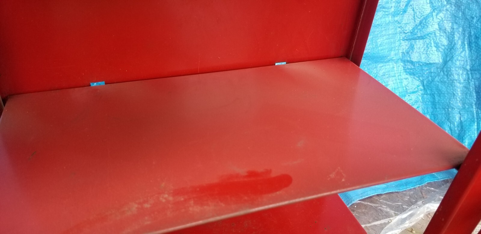 Vintage Red Lance Metal Display Case w 3 Shelves