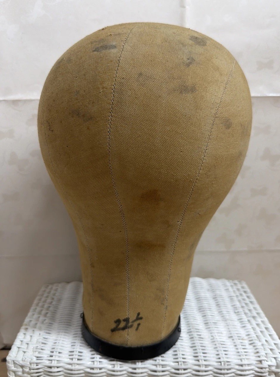 ANTIQUE MILLINERY HEAD Store Display Primitive Hat Mannequin w/ pins