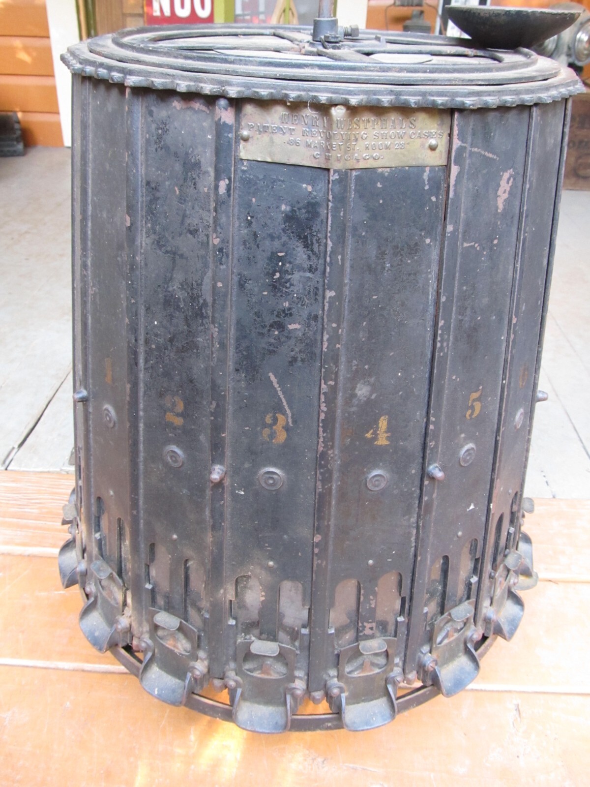 1880’s Henry Westphal’s Countertop Rotating Store Screw Bolt Shot Cabinet