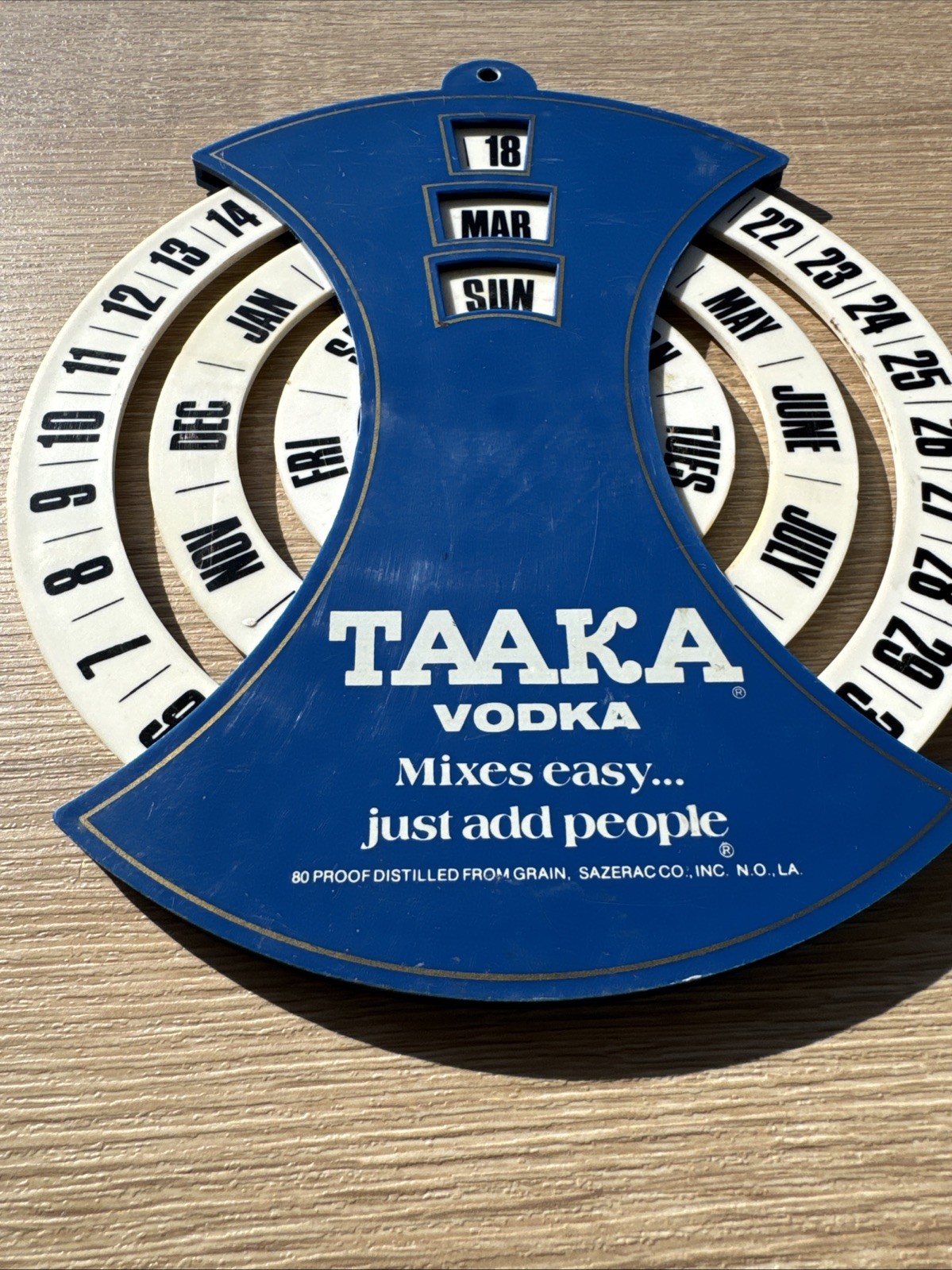 Vintage Vodka Advertising Display Plastic Calendar Sign Taaka