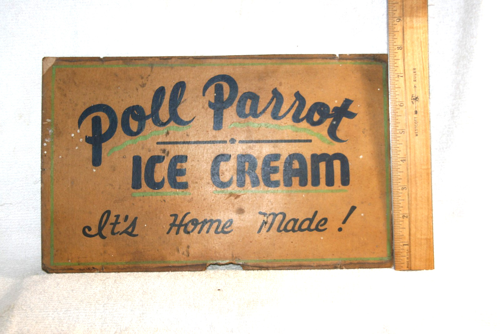 VINTAGE POLL PARROT ICE CREAM ADVERTISING SIGN