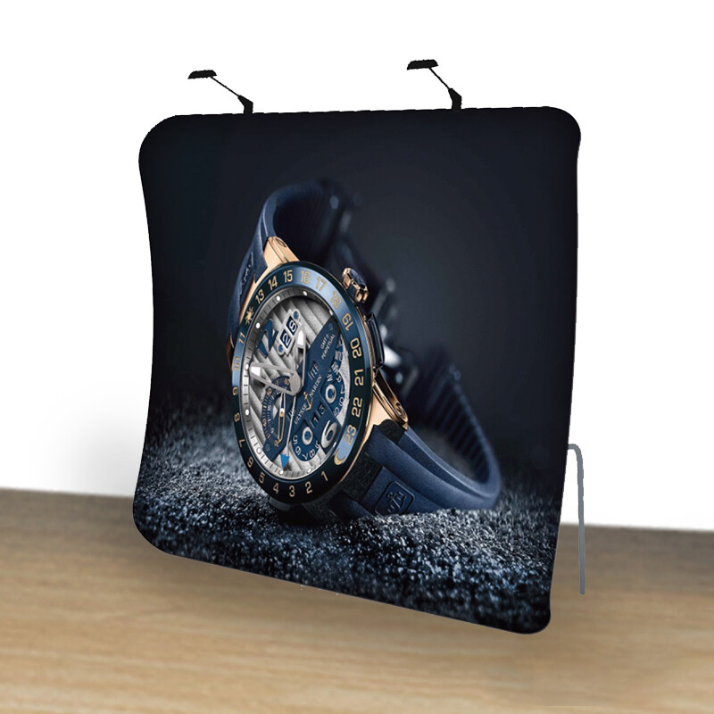 9ft Vertical Curve Portable Back Wall Display Tension Fabric + Custom Graphic