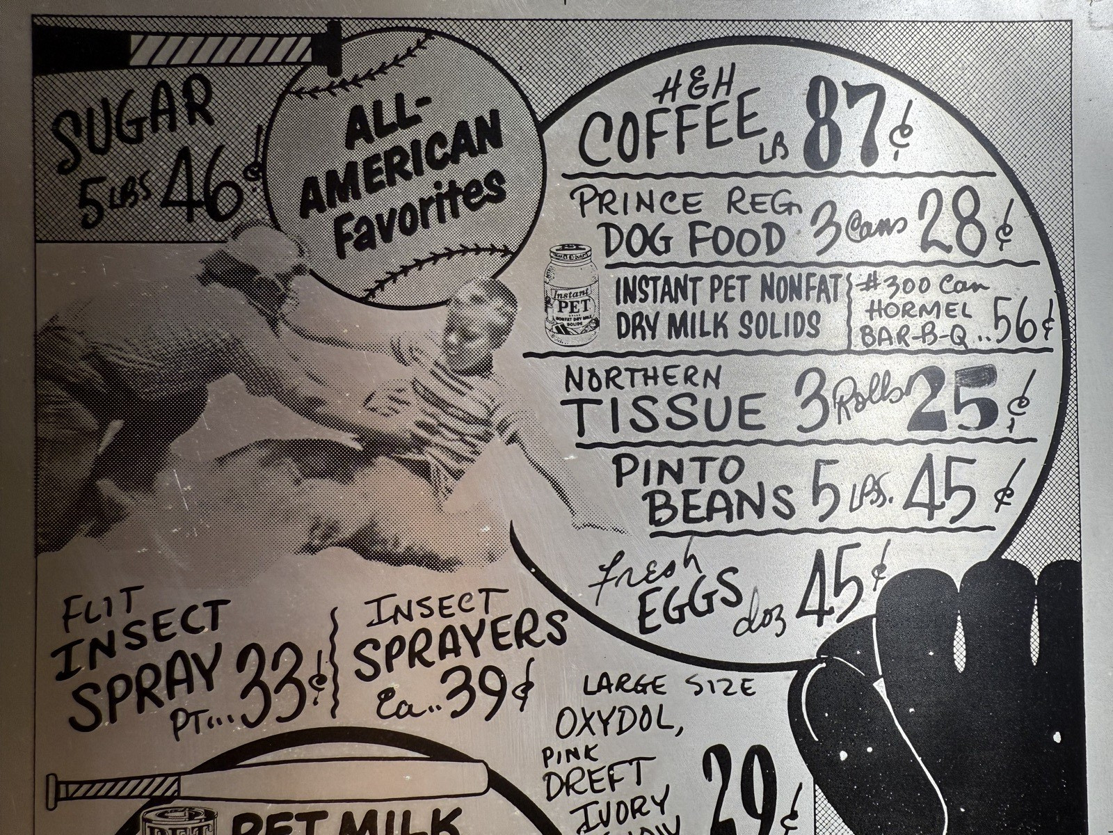 CLEARANCE Vintage 1956 Aluminum Printing Plate for Grocery Store Circulars