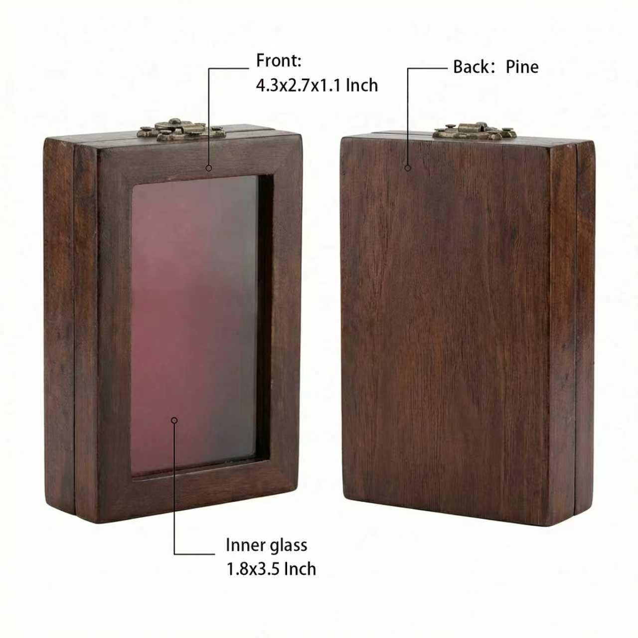 Arrowhead Display Case: Small Wood Shadow Box Cabinet with Glass, Brown