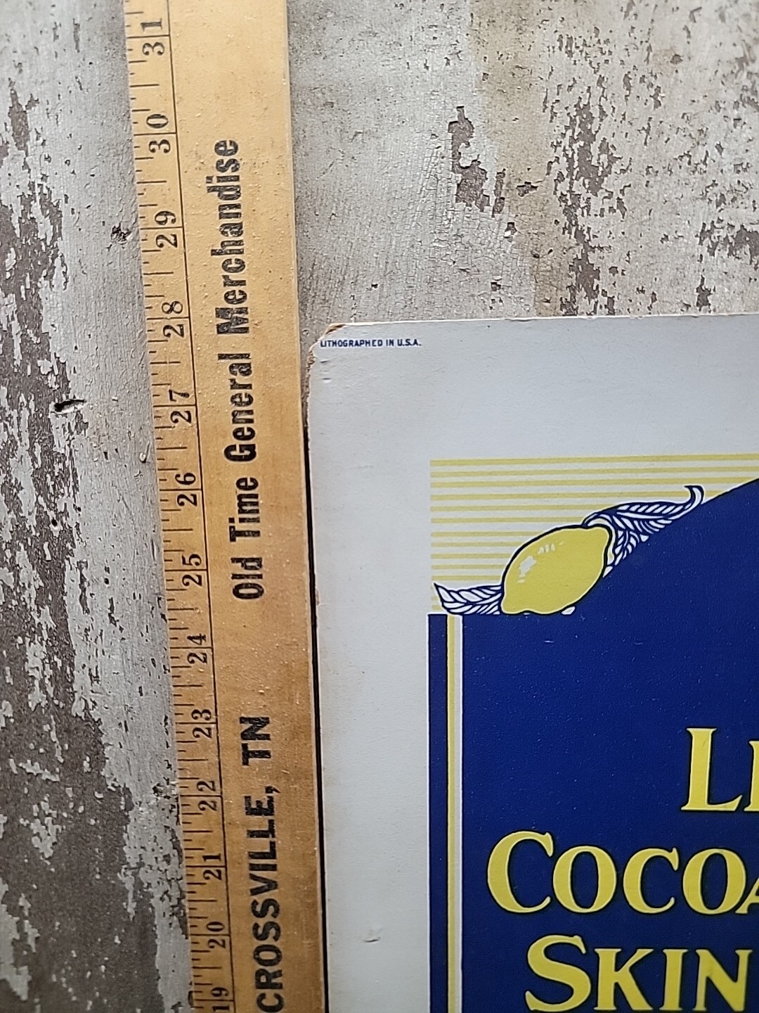VtgTHE REXALL STORE/LEMON COCOA BUTTER SKIN CREAM Cardboard Store Display Poster