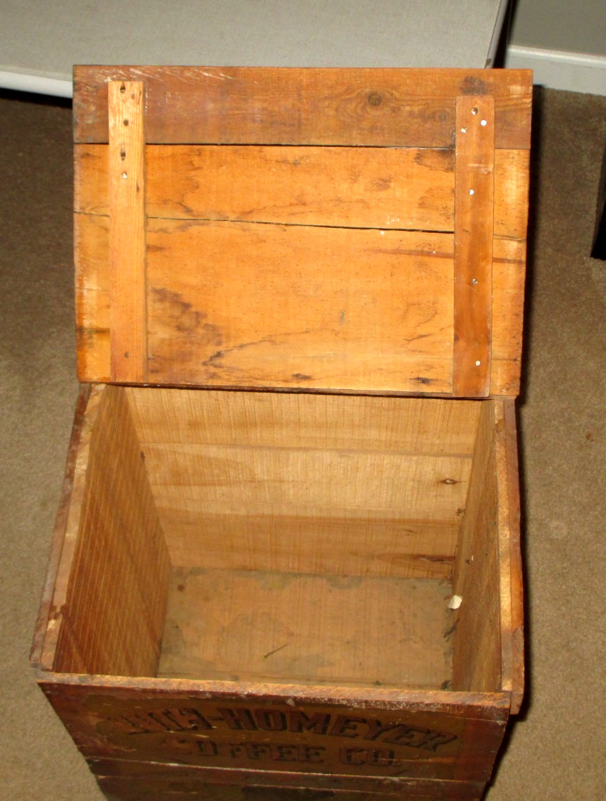 1890 ANTIQUE GENERAL STORE-COFFEE BOX-21″ROTH-HOMEYER-STEER BRAND-ST LOUIS,MO