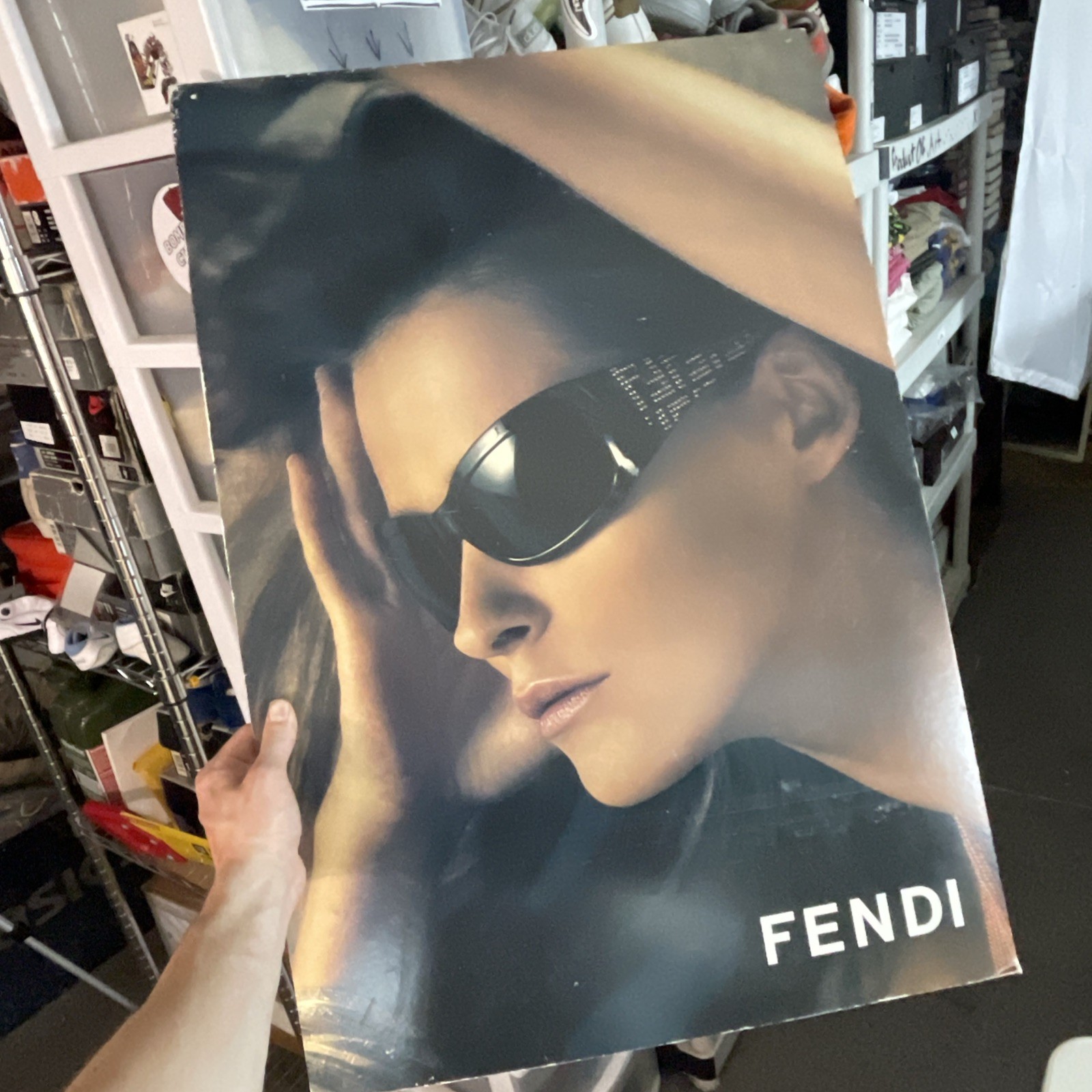 Vintage Double Sided Fendi Sunglasses Store Advertisement Poster – Thick Hanging