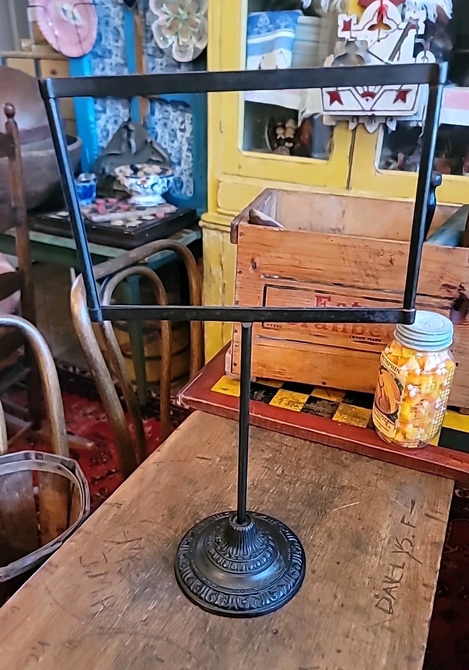 Store Advertising Sign Display Stand Cast Iron 1800s RARE All Original