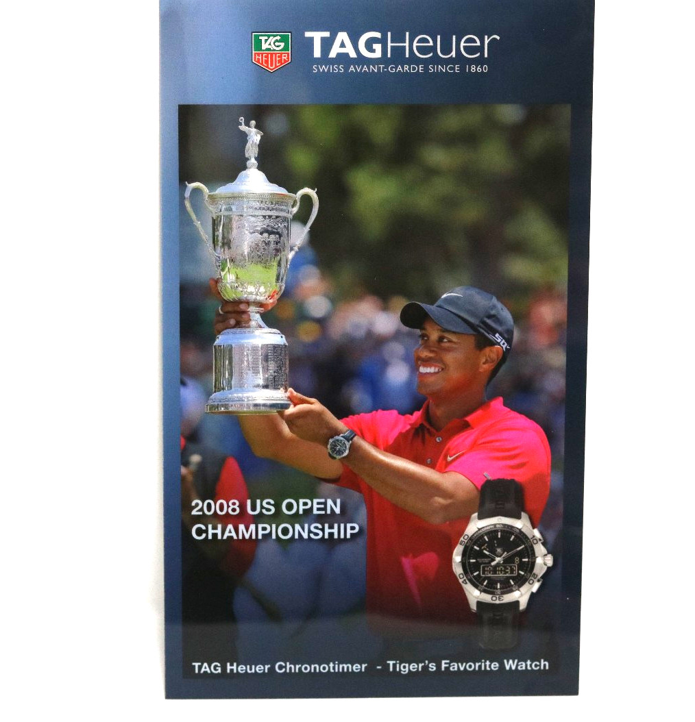 Vintage TAG Heuer Tiger Woods 2008 US Open Display Standee – Chronotimer – NOS