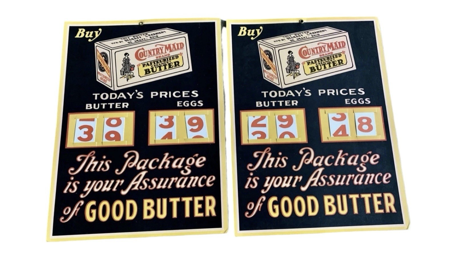 Country Maid Butter Store Price Cardboard Sign Eggs & Butter Display