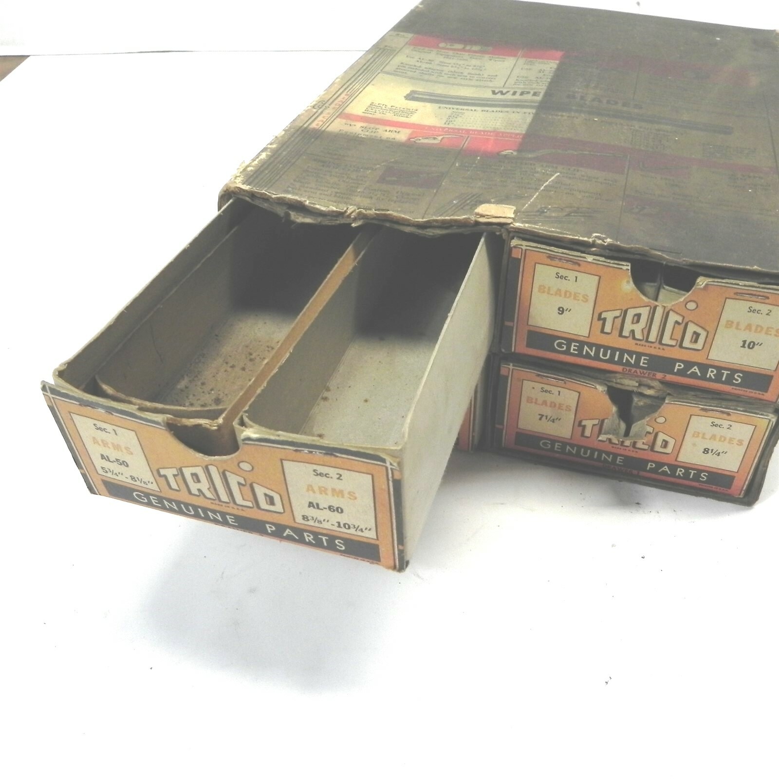 VINTAGE 1930S 1940S TRICO WIPER DISPLAY CARDBOARD BOX NO PARTS 13″ x 5″ x 9 1/2″