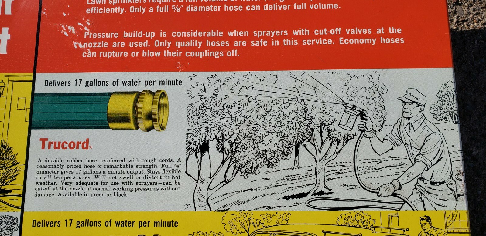 Vintage Gates Rubber Hose Display Tin Sign Countertop Store Display TOC Gas Oil
