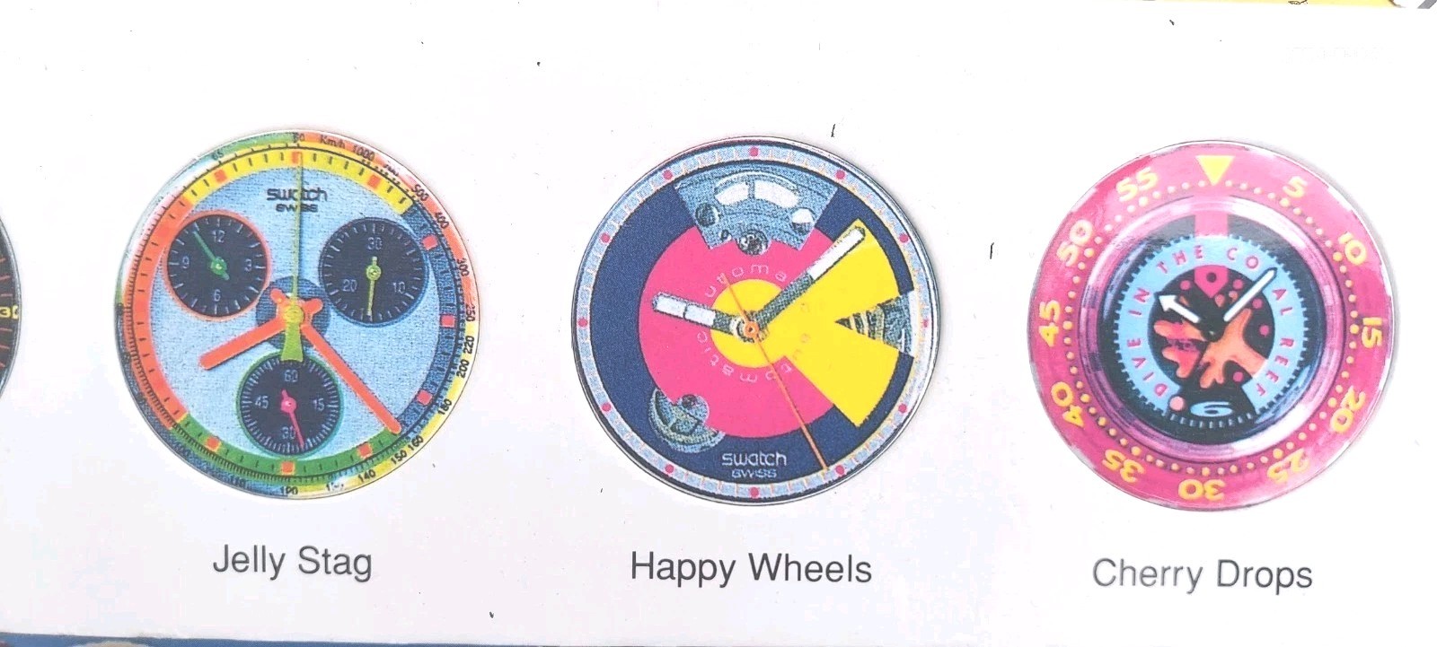Swatch Caps 4 Piece Numbered Edition Cardboard Display JELLY STAG HAPPY WHEELS