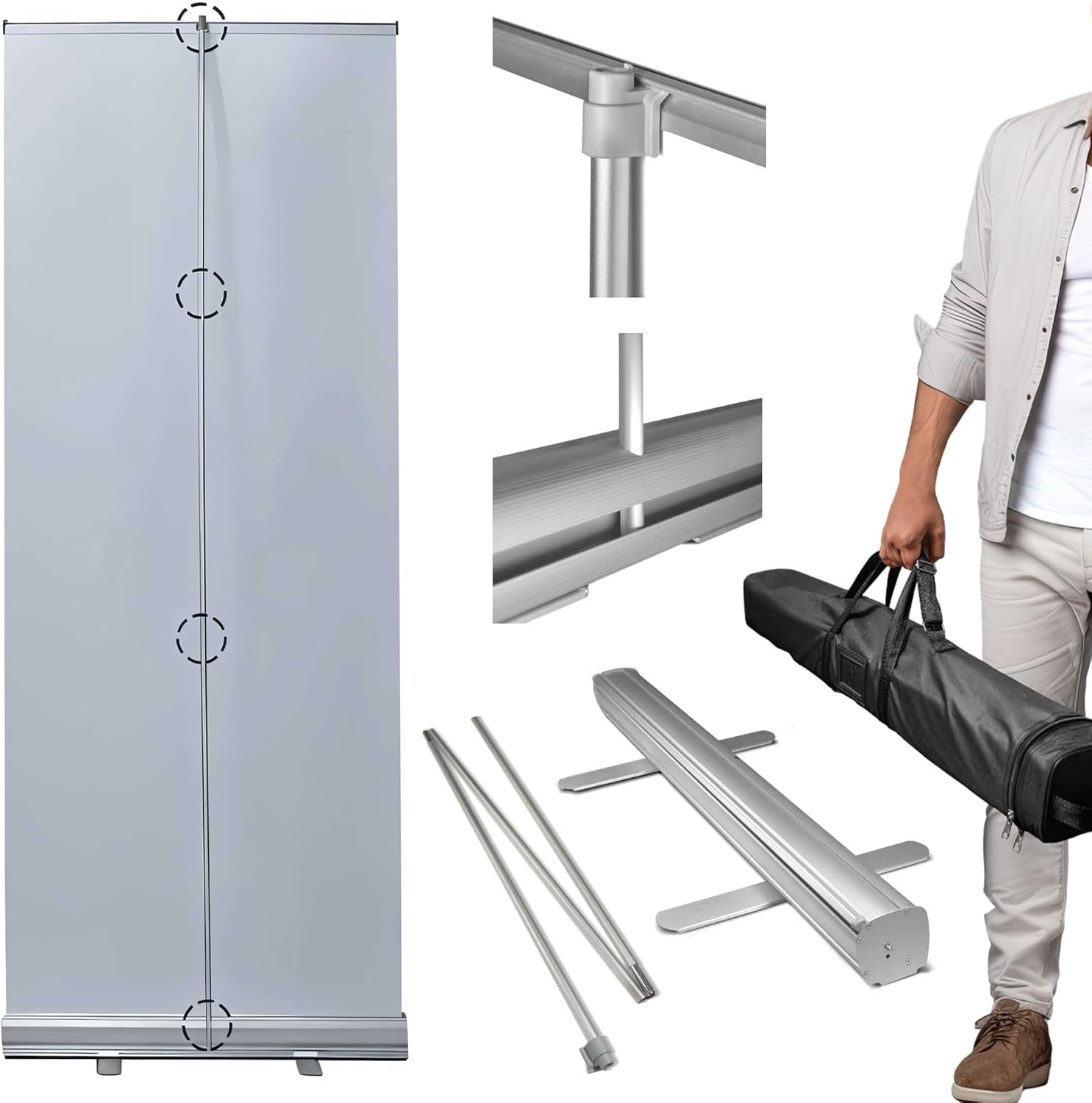 Anley Retractable Roll-Up Banner Stand with Carrying Bag Aluminum Display Stand