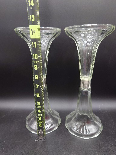 Pair Of Antique Art Deco Glass Risers Pillars Store Display Vintage Soda Shoppe
