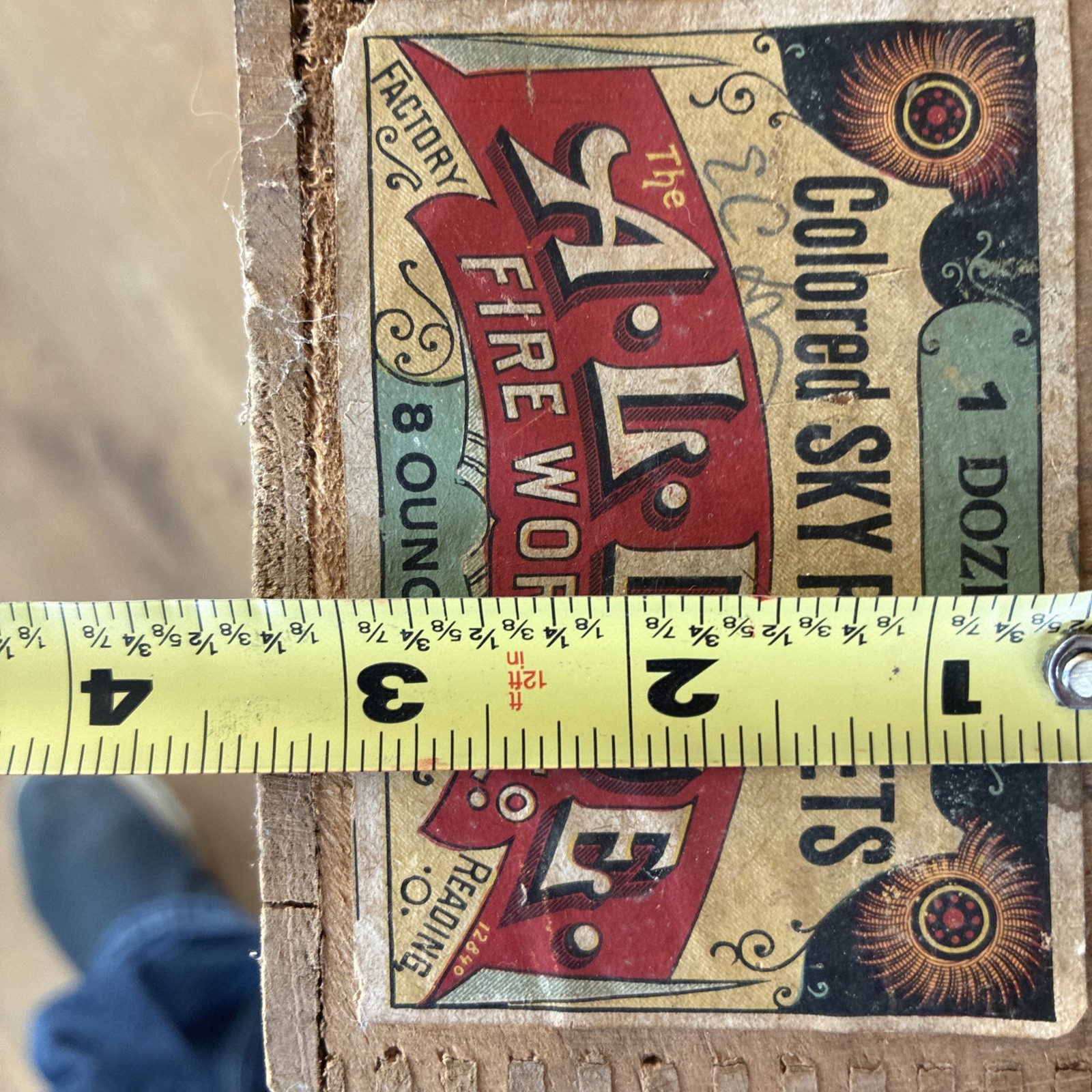 1930’ 40’s A.L DUE Fire Works Sky Rockets EMPTY BOX Wooden Crate Wood Display