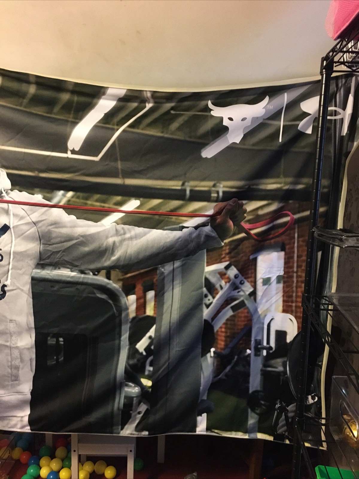 Massive Dwayne Johnson The Rock Fabric Display WWF Under Armor Earn Greatness