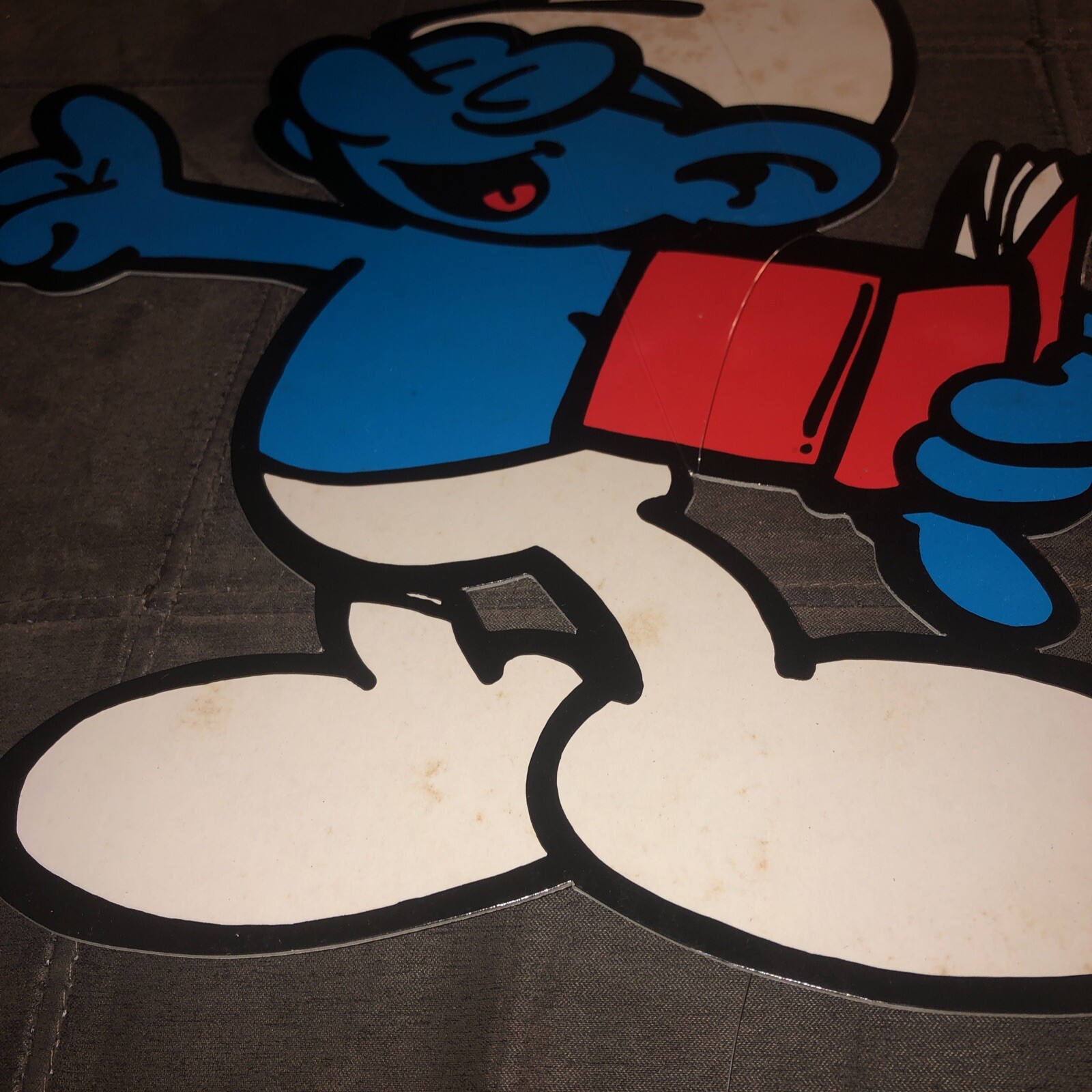 Vintage Double Sided Smurfs Store Retailers Sign Cardboard Rare Book Smurf