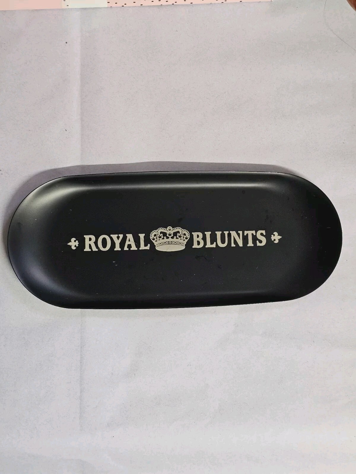 Royal Blunts Black Metal Rolling Tray – Compact & Stylish Merch