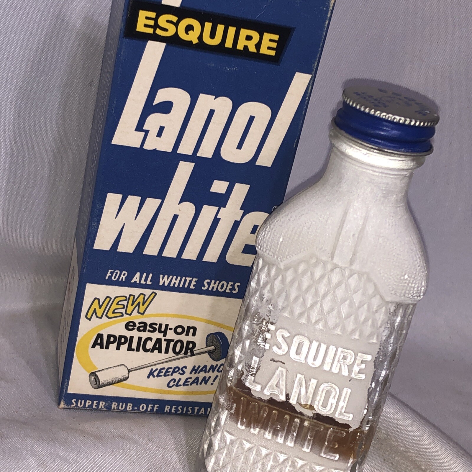 Vtg Old Advertising Esquire Lanol White Shoe Polish Baby Nurses Original Box/1c