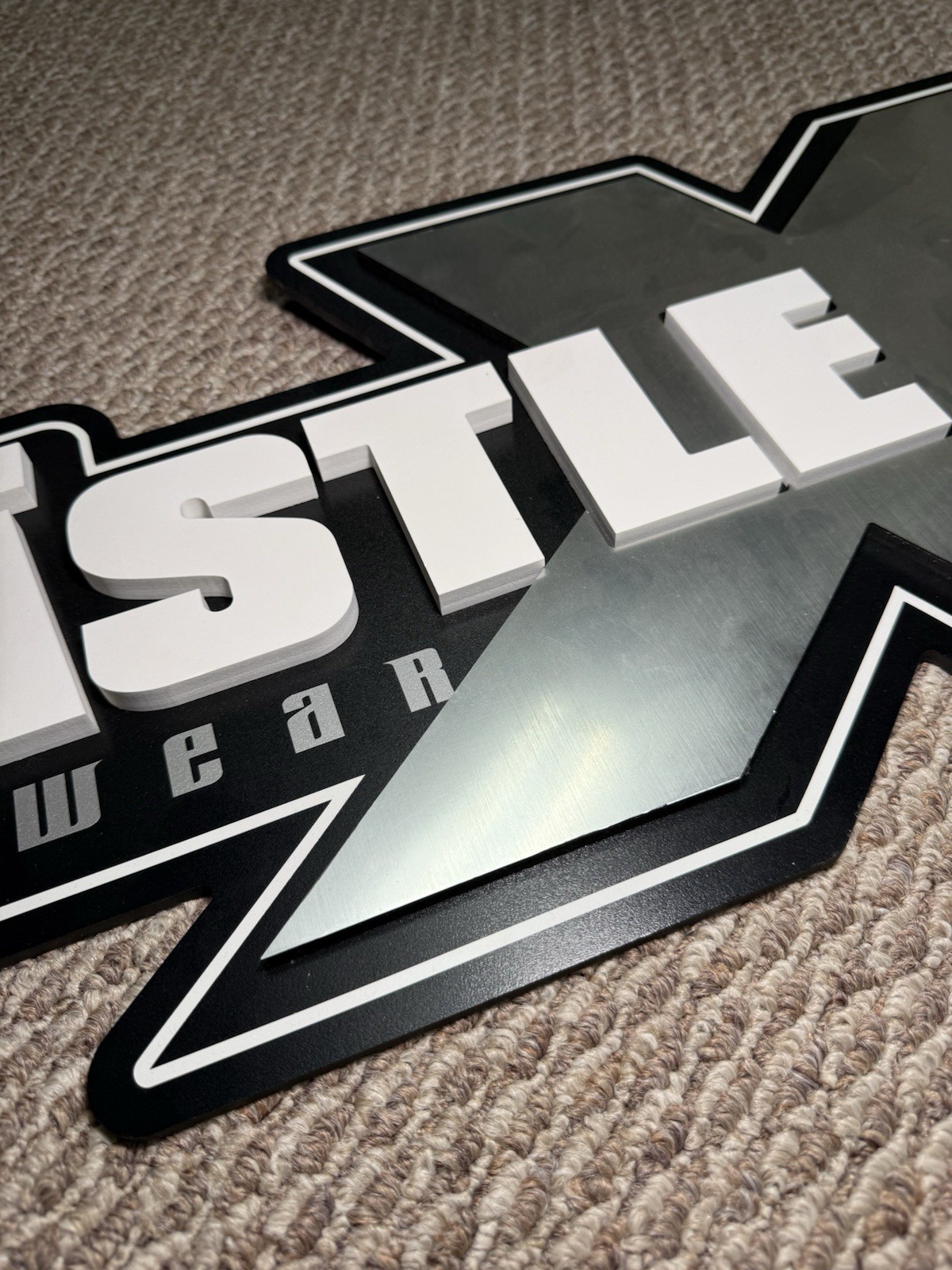 Castle X Racewear Display Store Sign Black & Silver