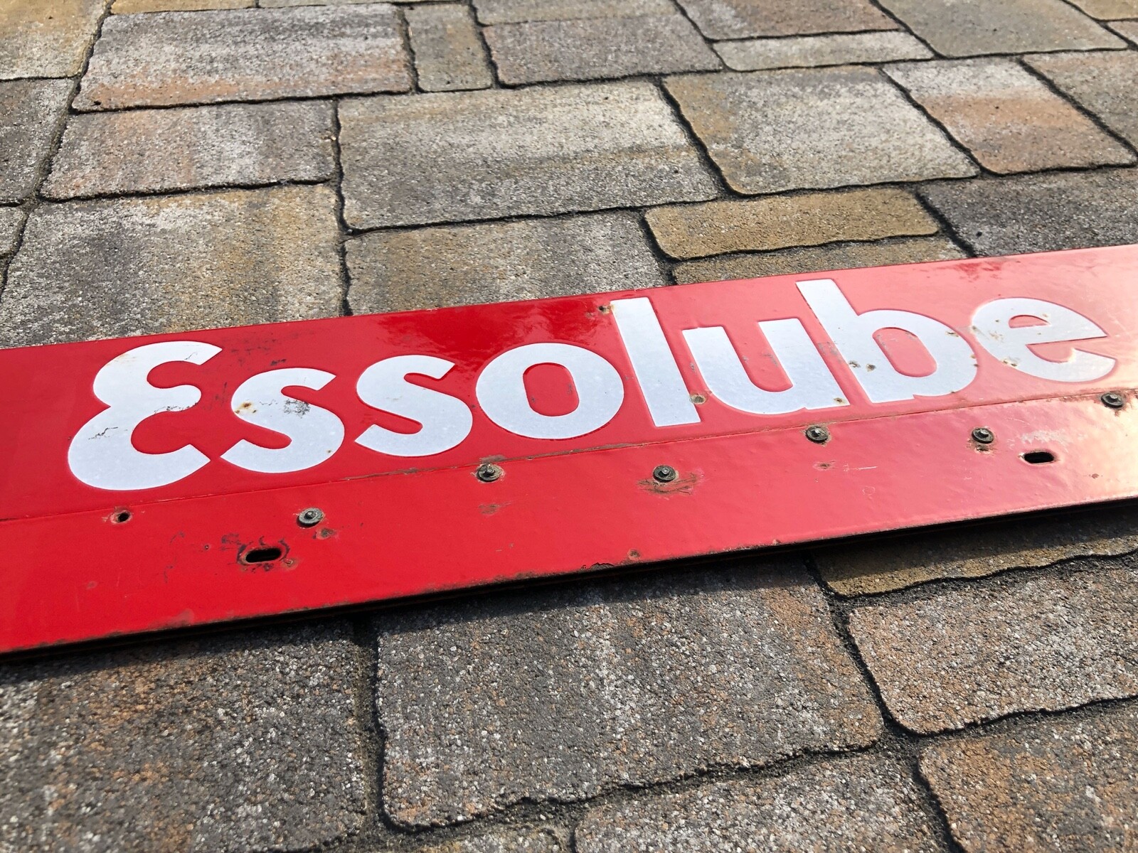ANCIENNE PLAQUE EMAILLEE ESSO ESSOLUBE BIDON HUILE Motor Oil PUMPE TOLE OEL TOLE