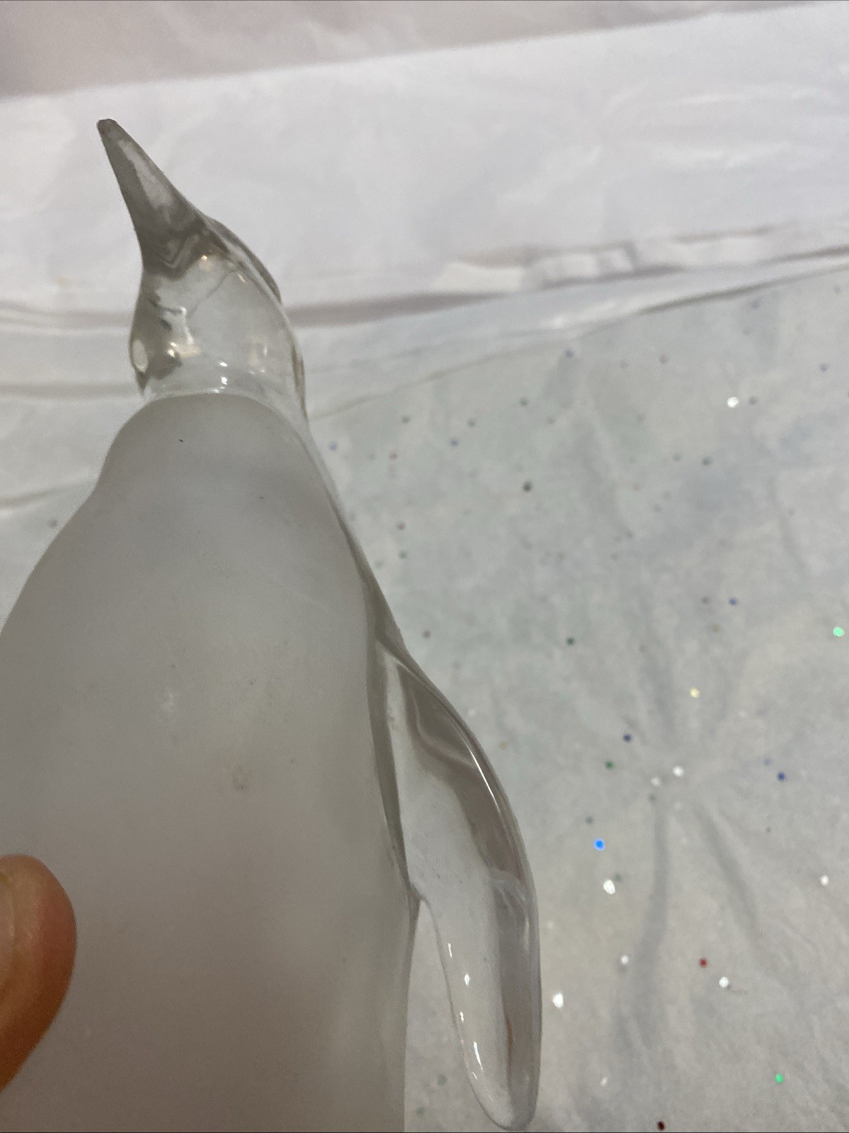 Vintage Lucite Penguin Clear & Frosted 7.5”