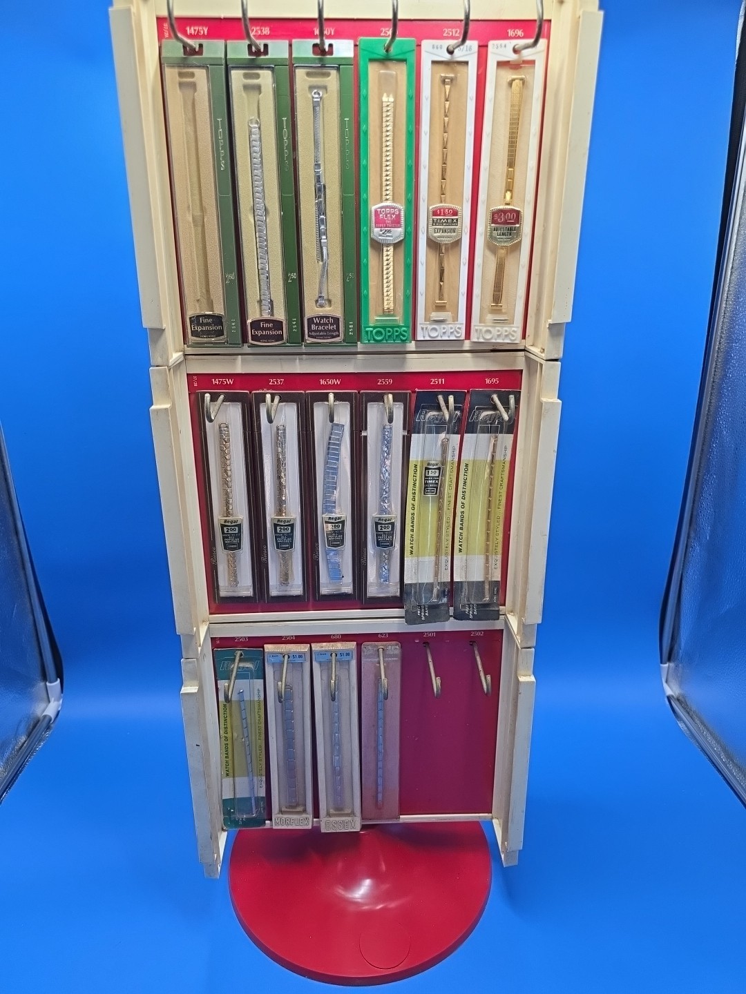 VTG 1970s Topps Watchband Rotating Store Display + 15 NOS Bands VERY RARE!