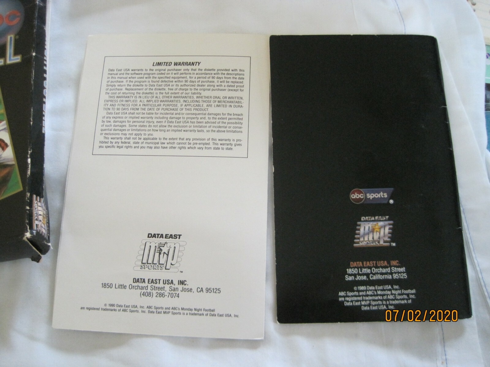 ABC Monday Night Football IBM Vintage 1989 Original box, 3 Manuals, six disks