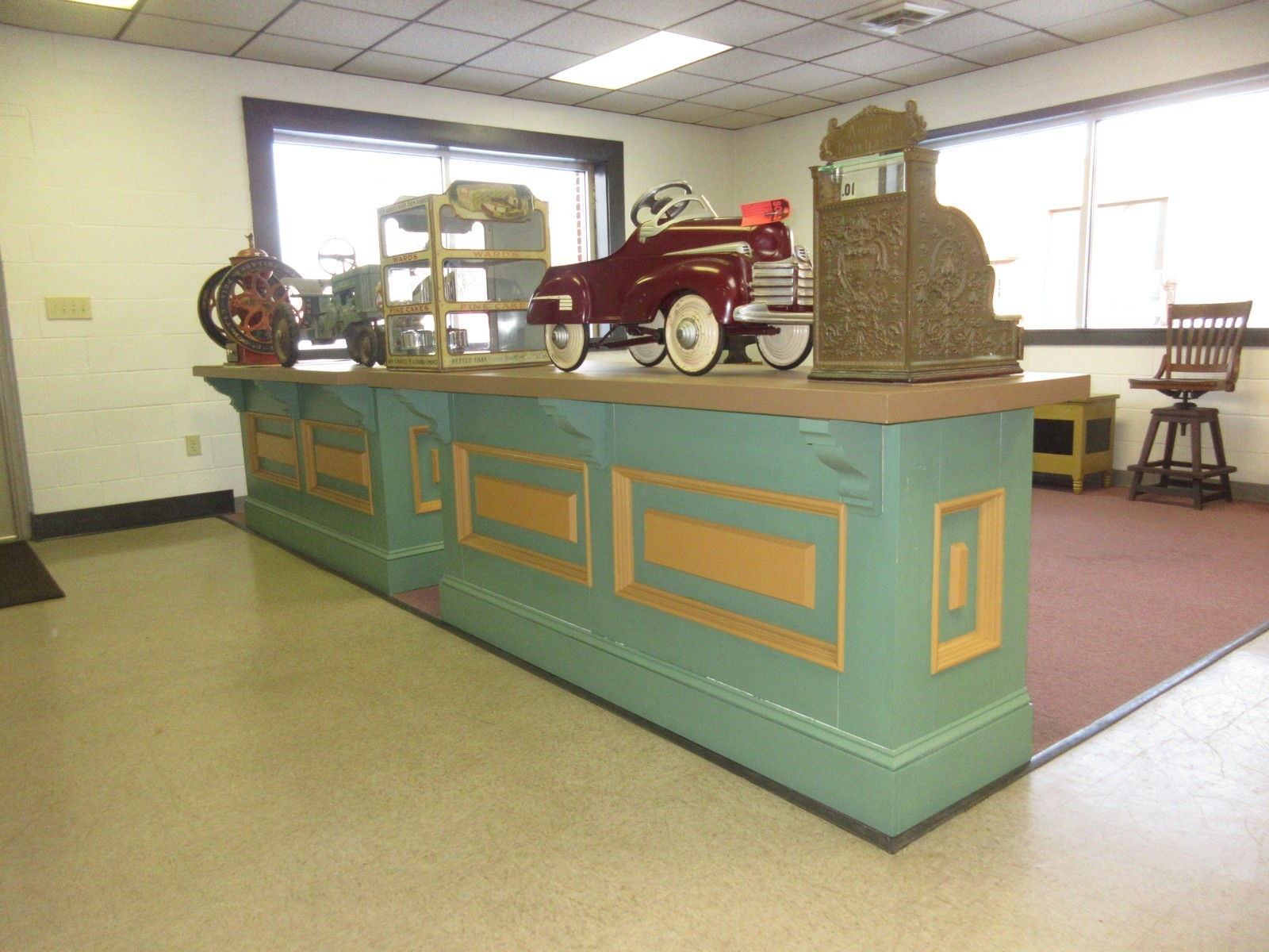 STORE COUNTER VINTAGE PAIR 7 FT. MERCANTILE JEWELRY STORE TOBACCO SHOP DISPLAY