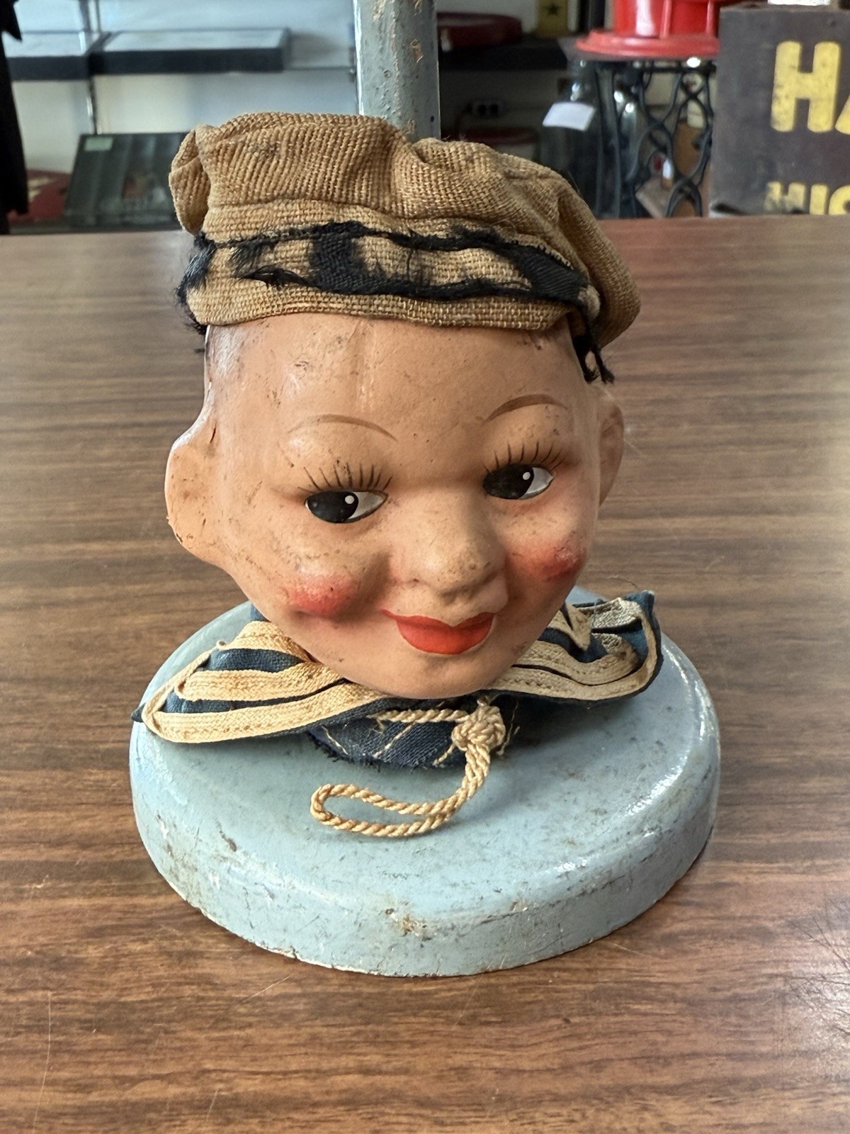 Vintage WWII Navy Sailor Paper Mache Hat Stand ~ Old Country Store Display