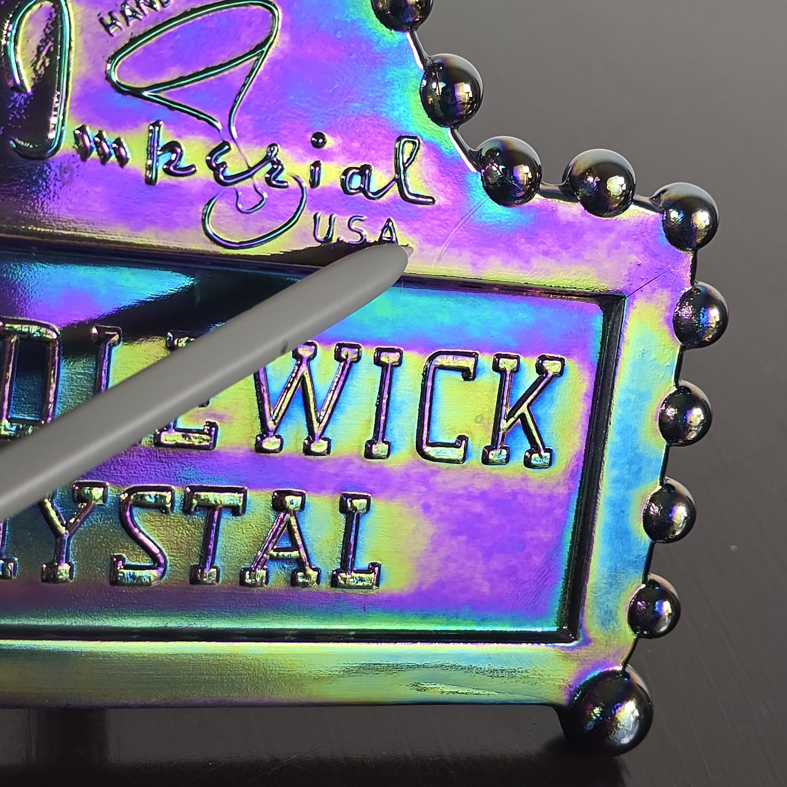 Vintage Imperial Glass Candlewick Crystal Dealer Display Sign Carnival USA