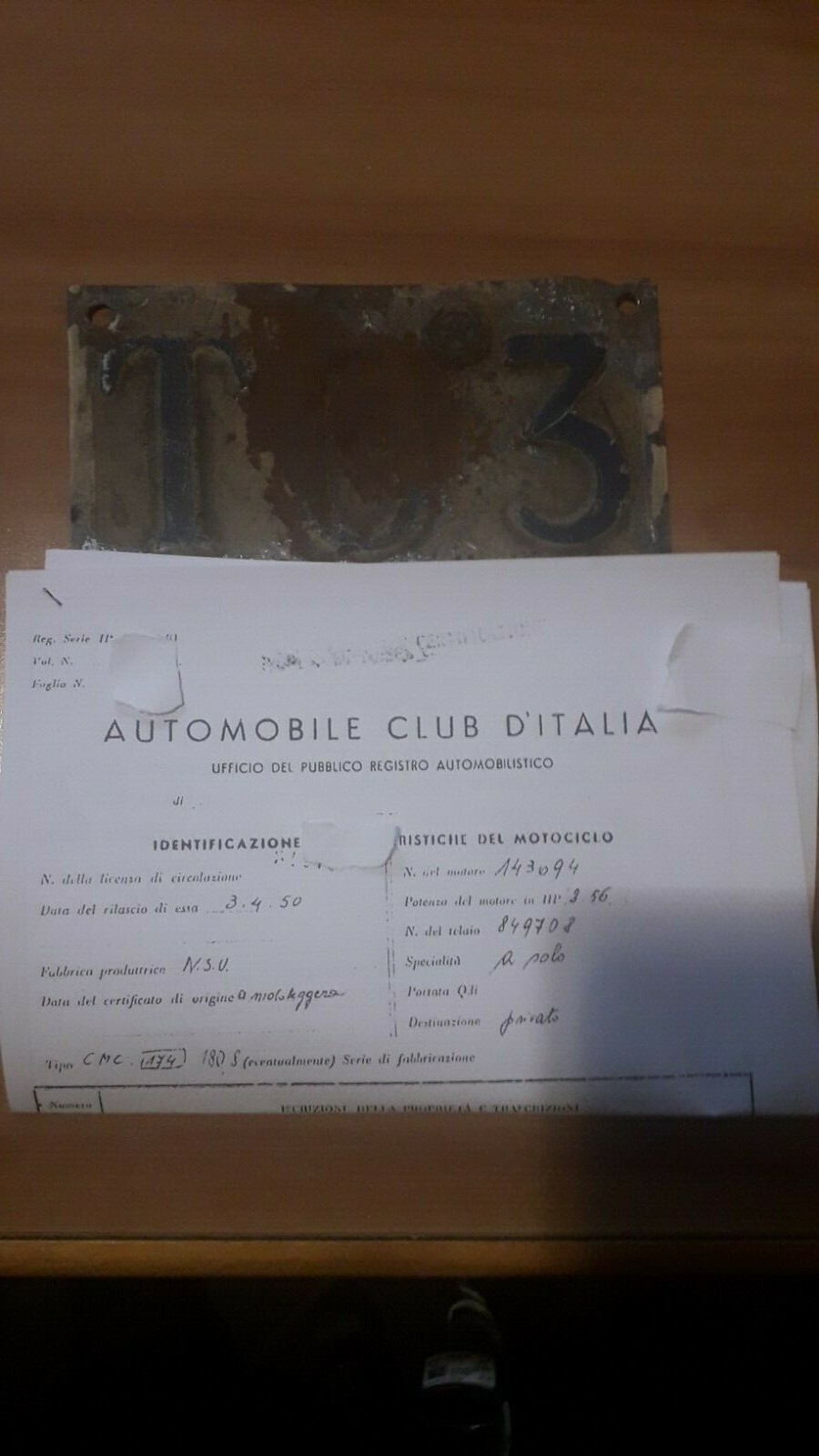N.S.U 175 – Original Collectible Plaque – 1950