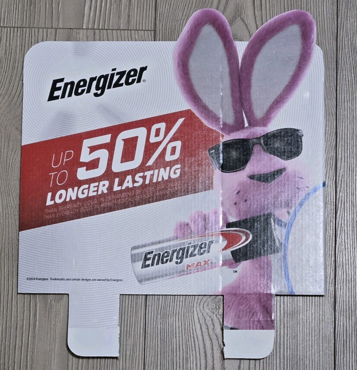 Energizer Bunny Advertising Cardboard Display Piece 2024 12″x12″ Advertisement