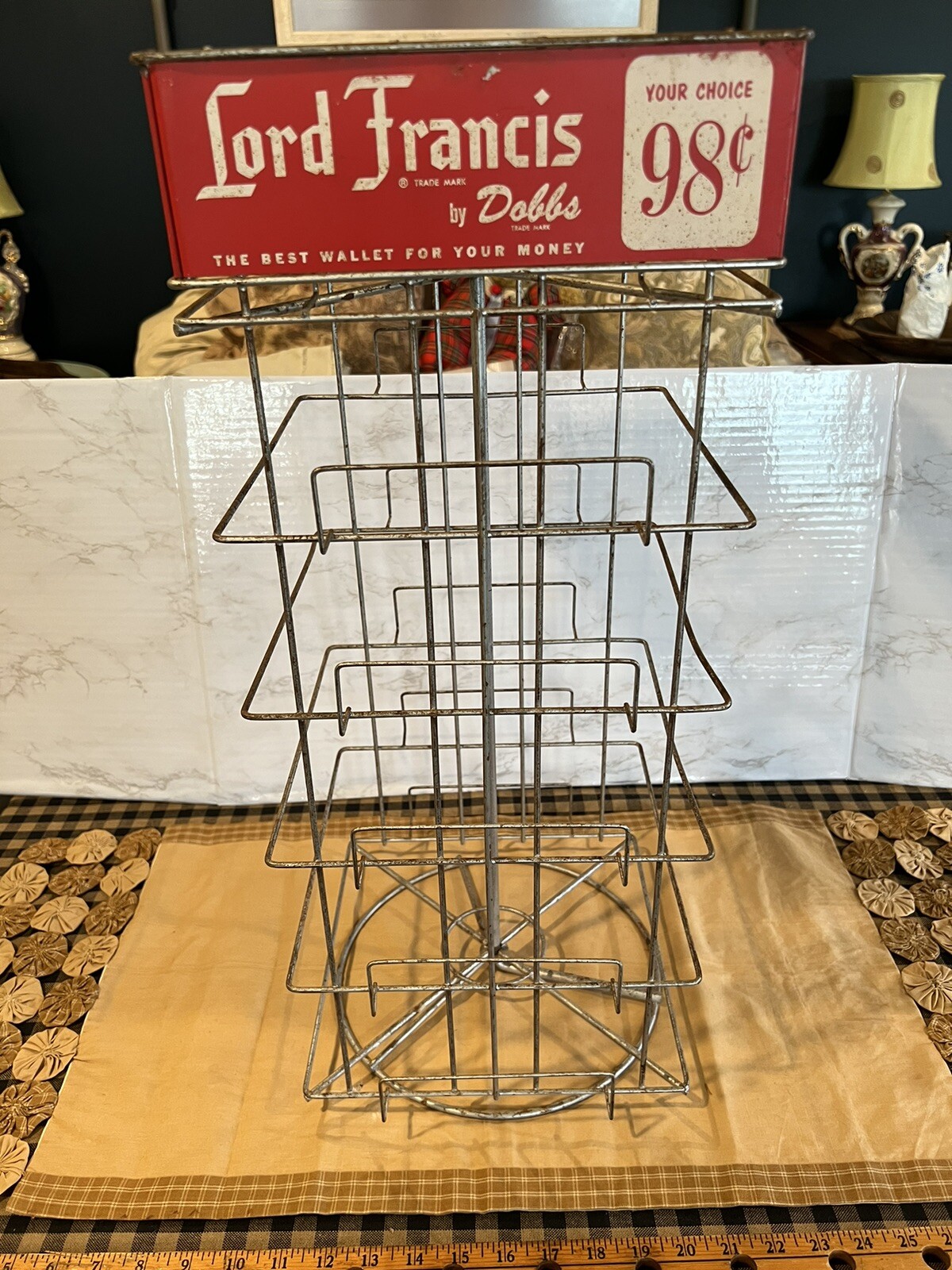 Antique Rotating Wire Display Countertop Stand-Lord Francis/Lady Francis Wallets