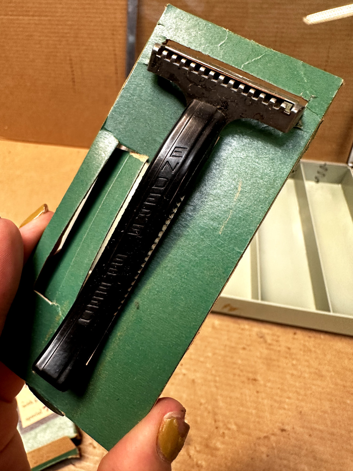 1950s Gillette Display Case W/ Shaving Razor Brush Collection Barber Shop Decor