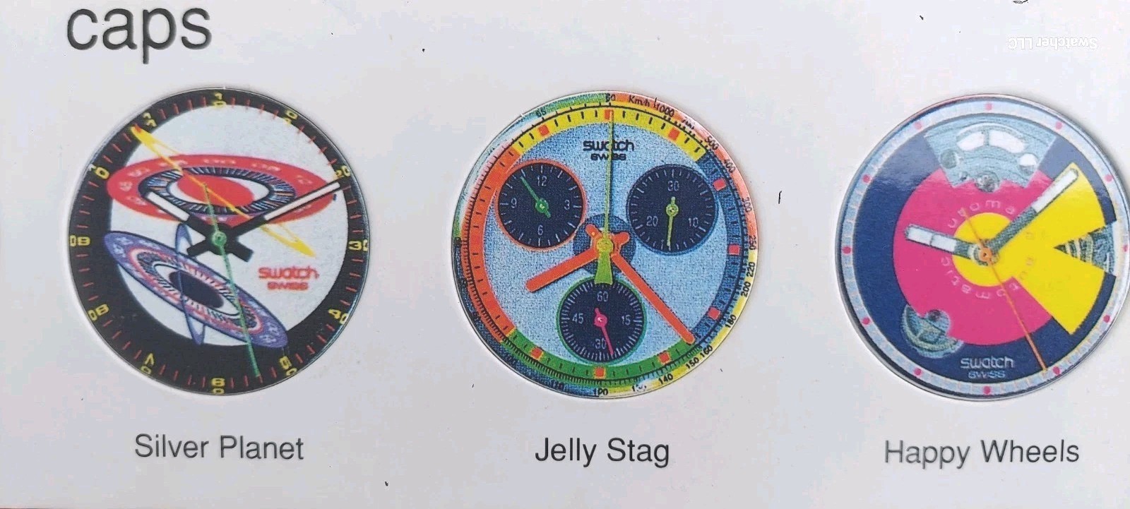 Swatch Caps 4 Piece Numbered Edition Cardboard Display JELLY STAG HAPPY WHEELS