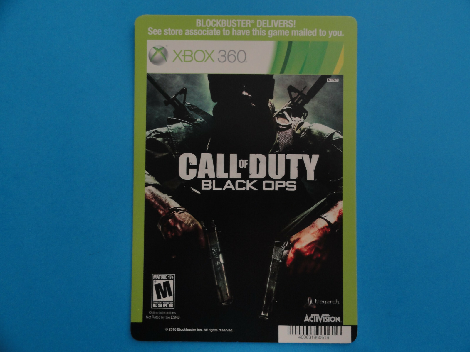 XBOX 360 CALL OF DUTY BLACK OPS BLOCKBUSTER VIDEO SHELF DISPLAY BACKER CARD